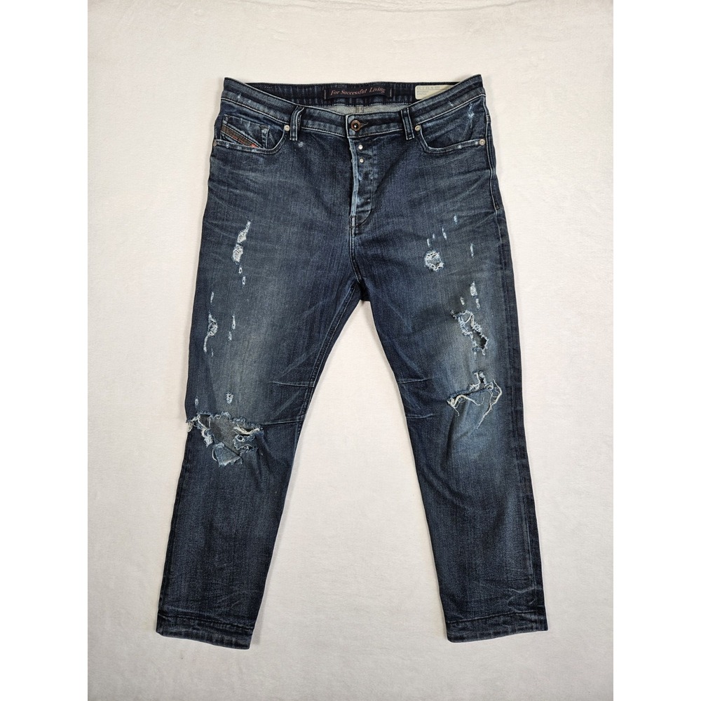 Diesel Eazee Relaxed Boyfriend Denim Jeans 32x32 ACTUAL 34x24 Mended Distressed